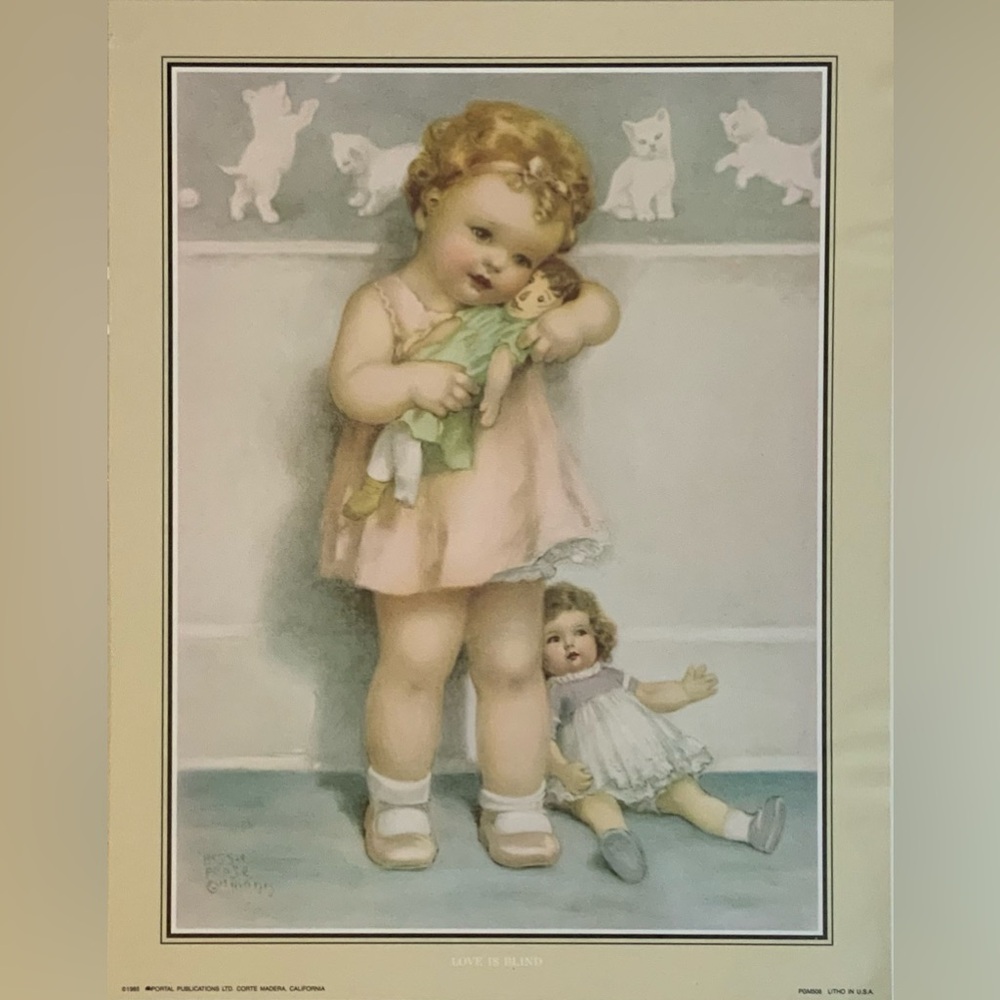 Vintage Bessie Pease Gutmann Nursery Print “Love is Blind”